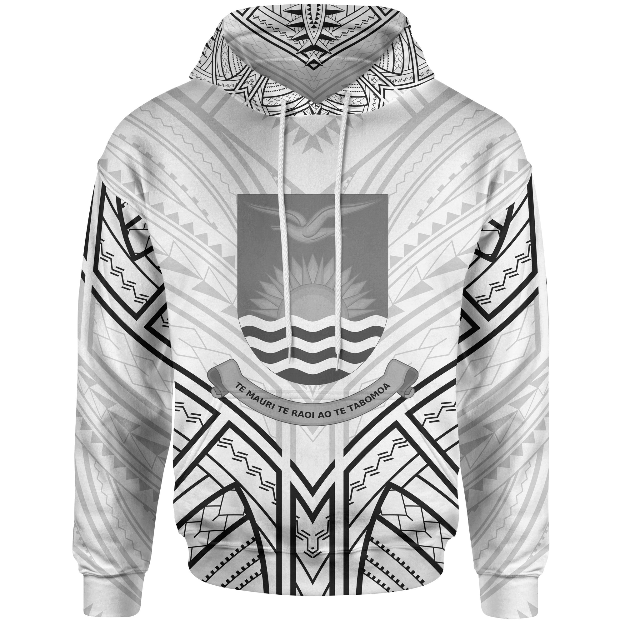 Kiribati Hoodie Kiribati Seal Tribal Patterns Unisex White - Polynesian Pride