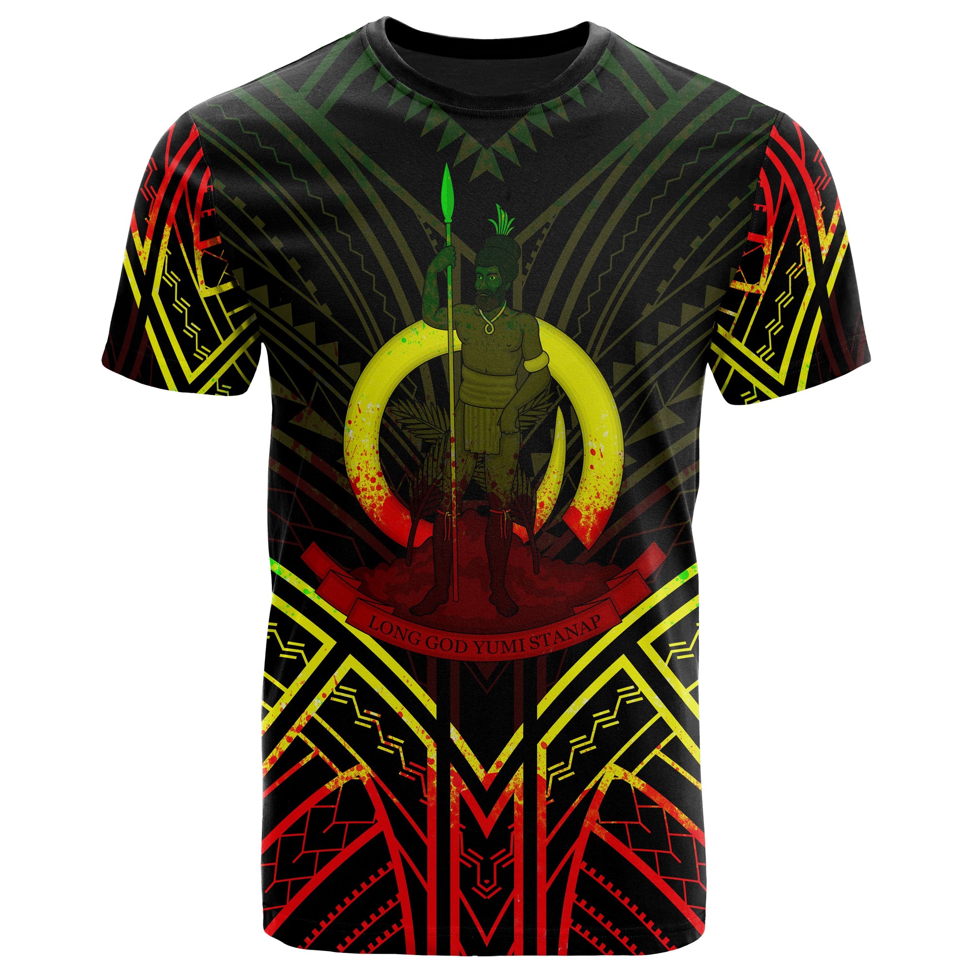 Vanuatu T Shirt Vanuatuan Seal Tribal Reggae Color Patterns Unisex Black - Polynesian Pride