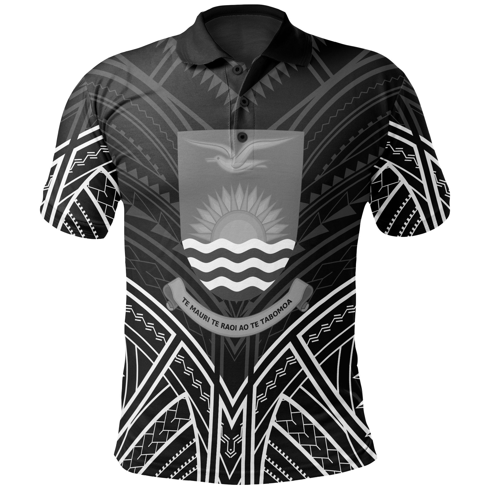 Kiribati Polo Shirt Kiribati Seal Black Tribal Patterns Unisex White - Polynesian Pride