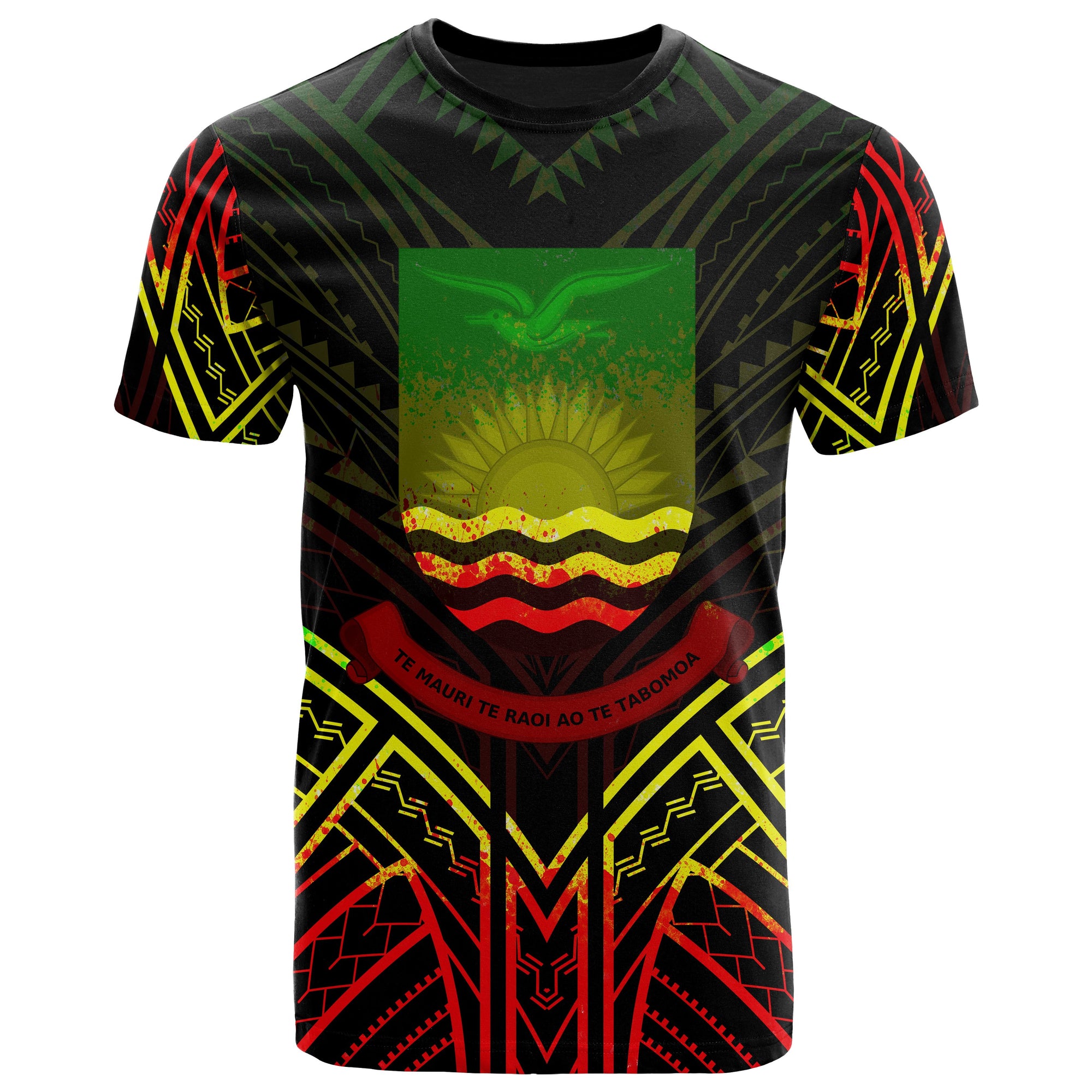 Kiribati T Shirt Kiribati Seal Tribal Reggae Color Patterns Unisex Black - Polynesian Pride