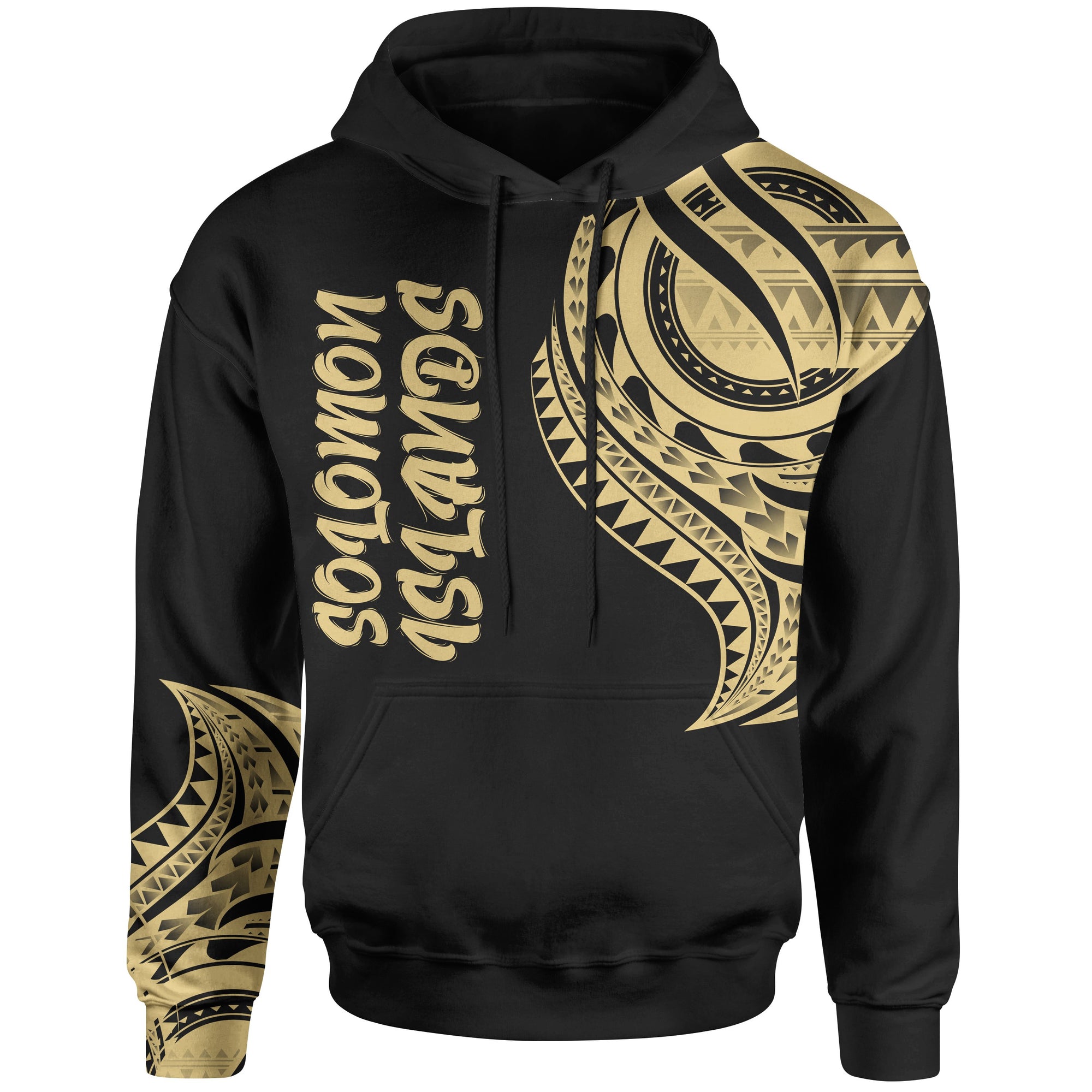 Solomon Islands Hoodie Solomon Islands Tatau Gold Patterns Unisex Black - Polynesian Pride