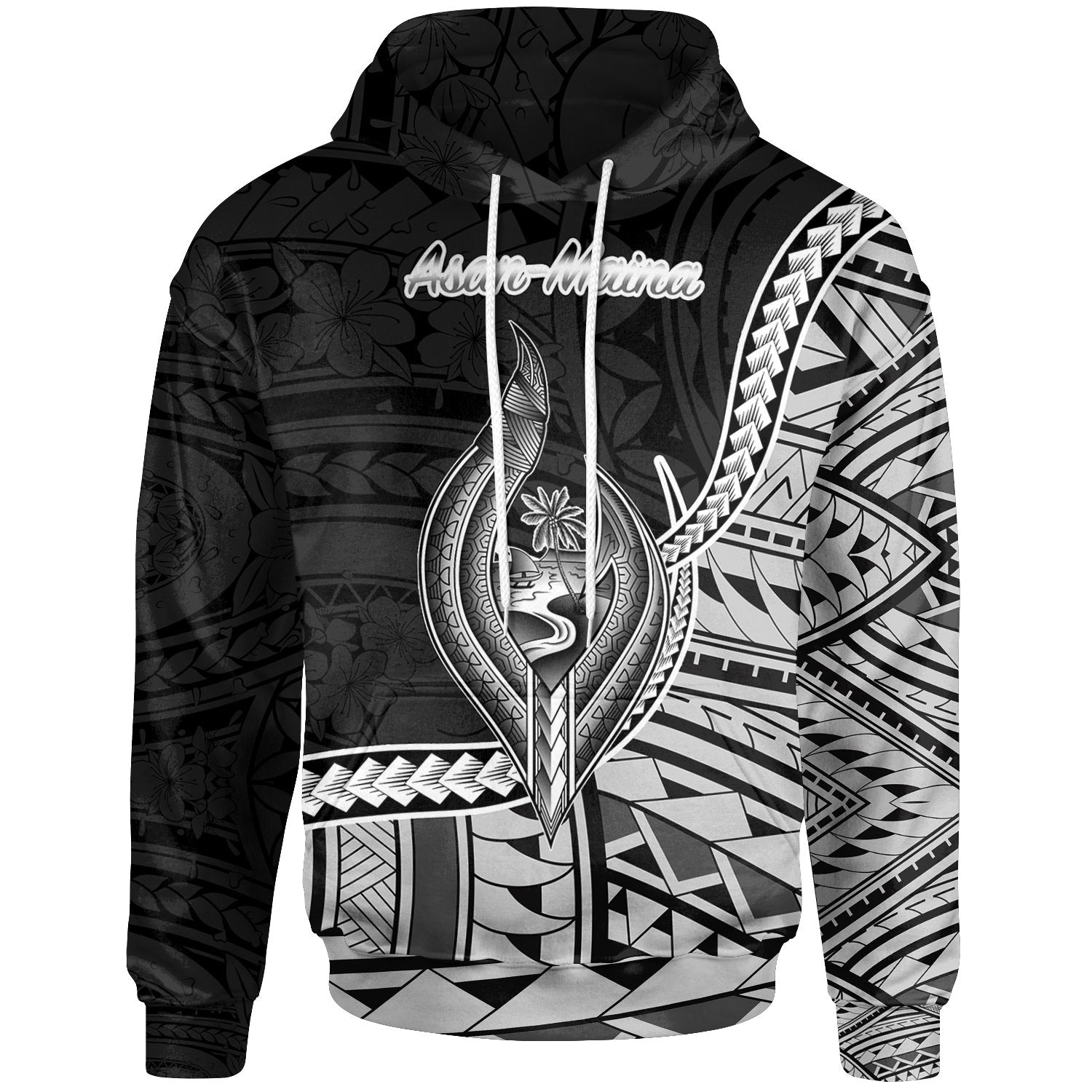 Guam Hoodie san Maina Seal of Guam Polynesian Patterns Unisex Black - Polynesian Pride