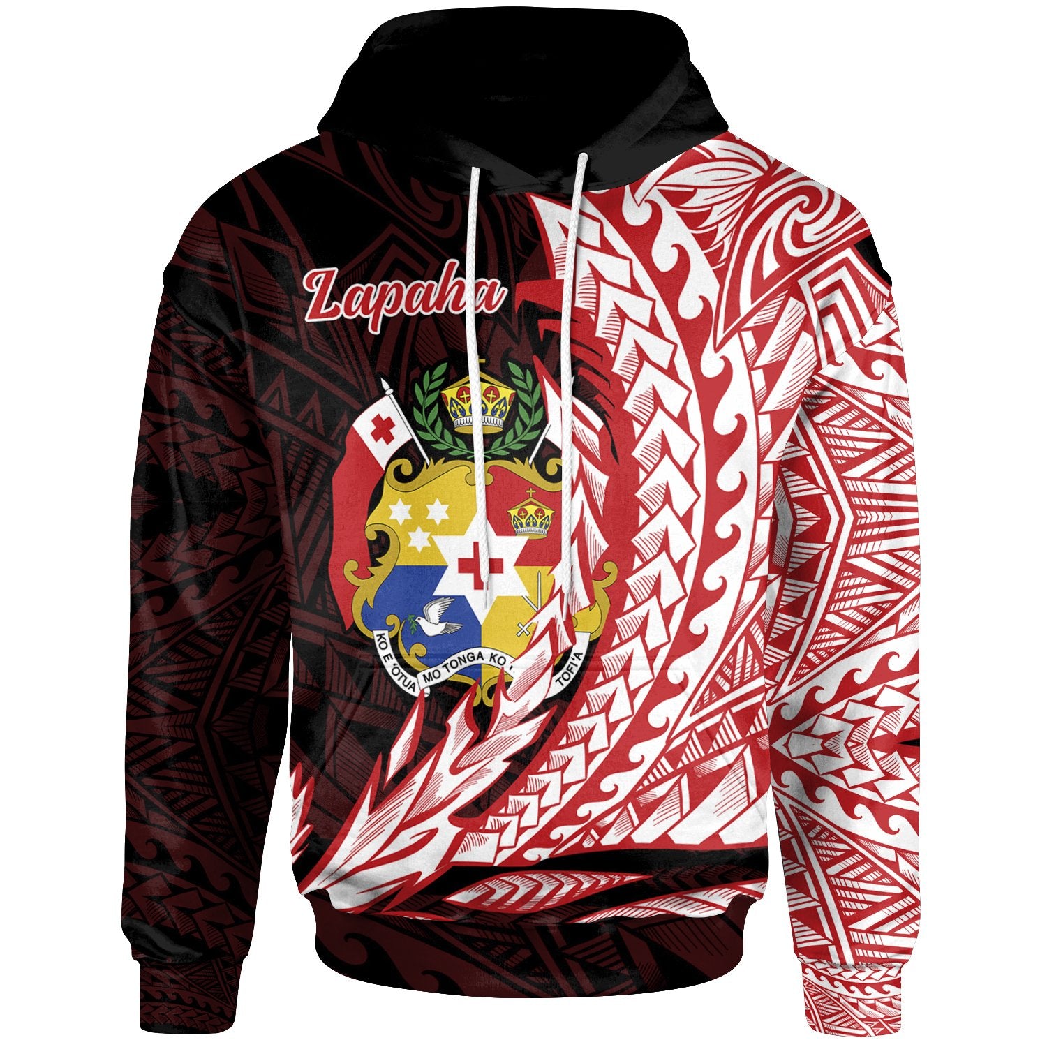 Tonga Hoodie Lapaha Wings Style Unisex Black - Polynesian Pride