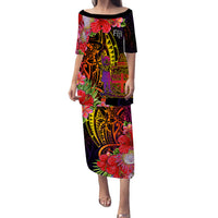 Fiji Puletasi Dress Tropical Hippie Style LT14 Black - Polynesian Pride