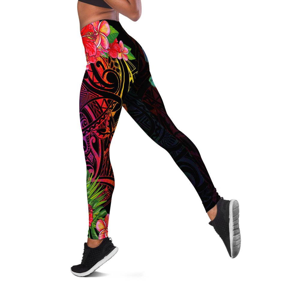 Fiji Leggings - Tropical Hippie Style Black - Polynesian Pride