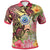 Federated States of Micronesia Polo Shirt Flowers Tropical With Sea Animals Unisex Pink - Polynesian Pride