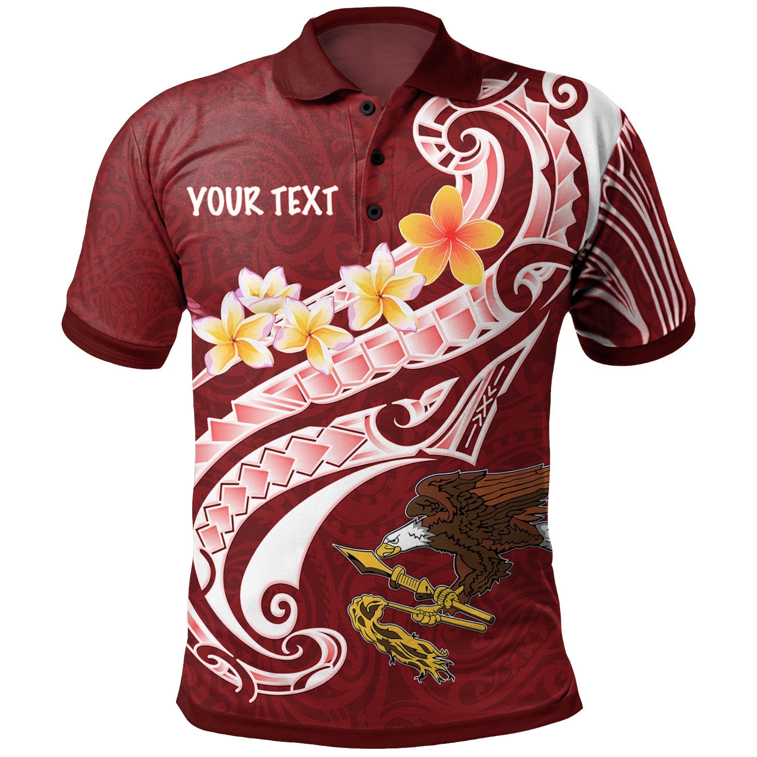 American Samoa Custom Polo Shirt AS Seal Polynesian Patterns Plumeria Unisex Red - Polynesian Pride