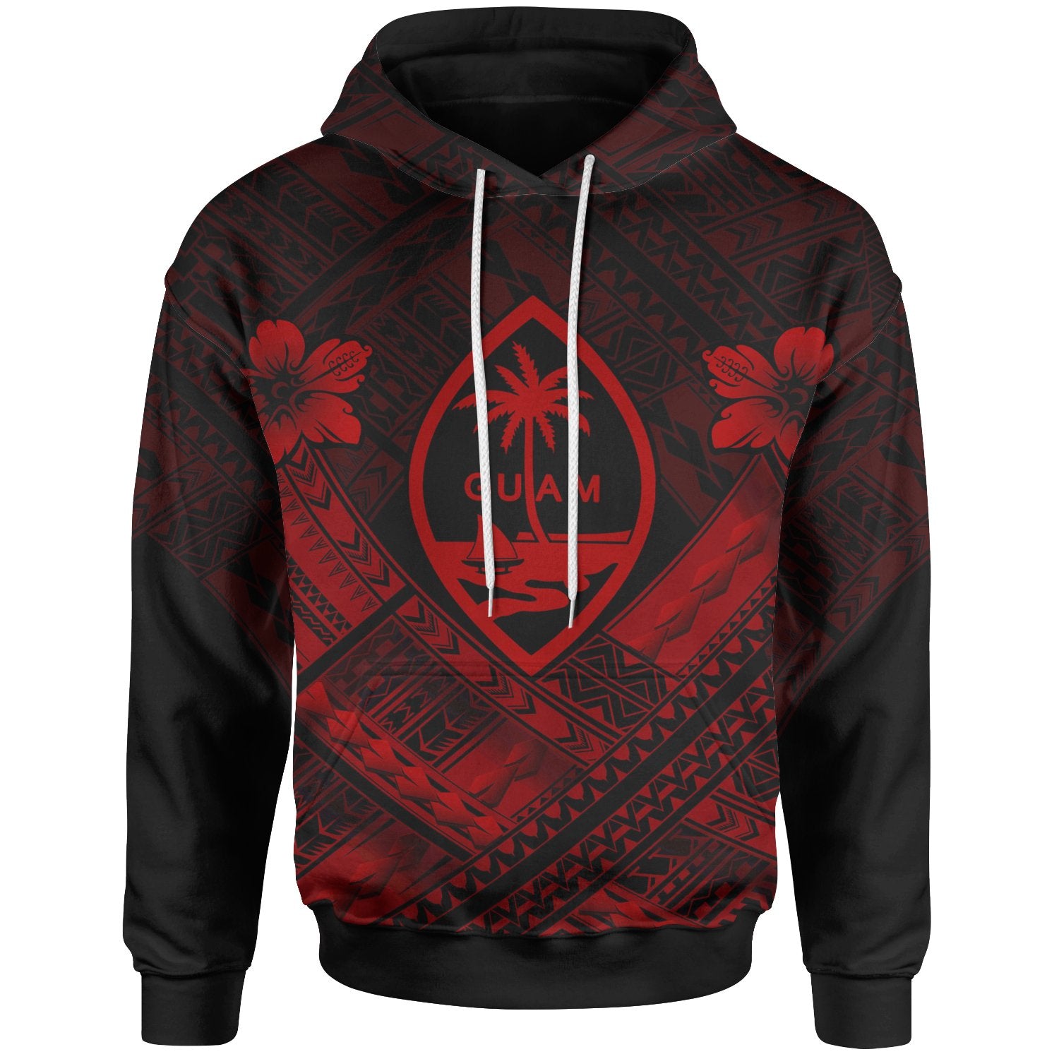 Guam Polynesian Hoodie Guam Red Seal Camisole Hibiscus Style Unisex Red - Polynesian Pride