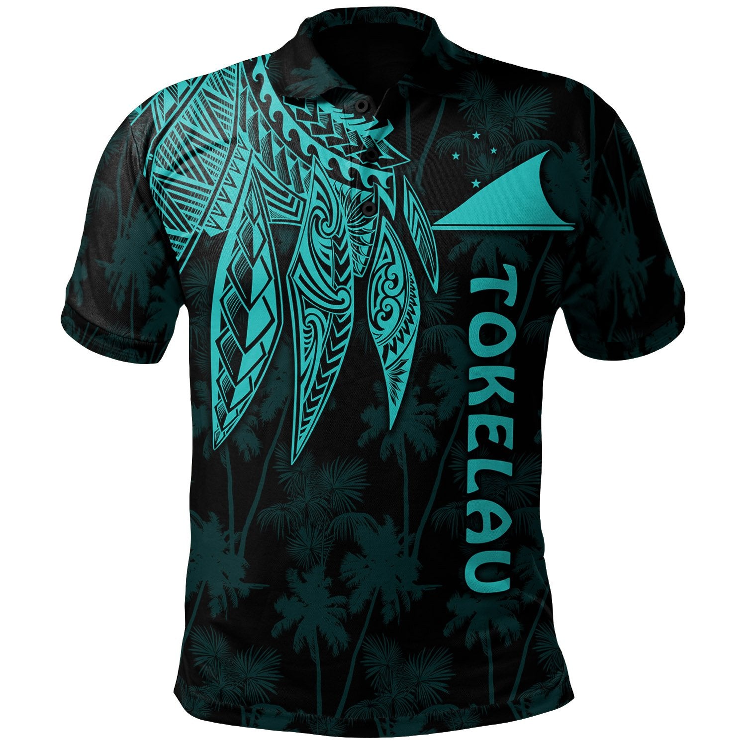 Tokelau Polynesian Polo Polynesian Wings (Turquoise) Unisex Turquoise - Polynesian Pride