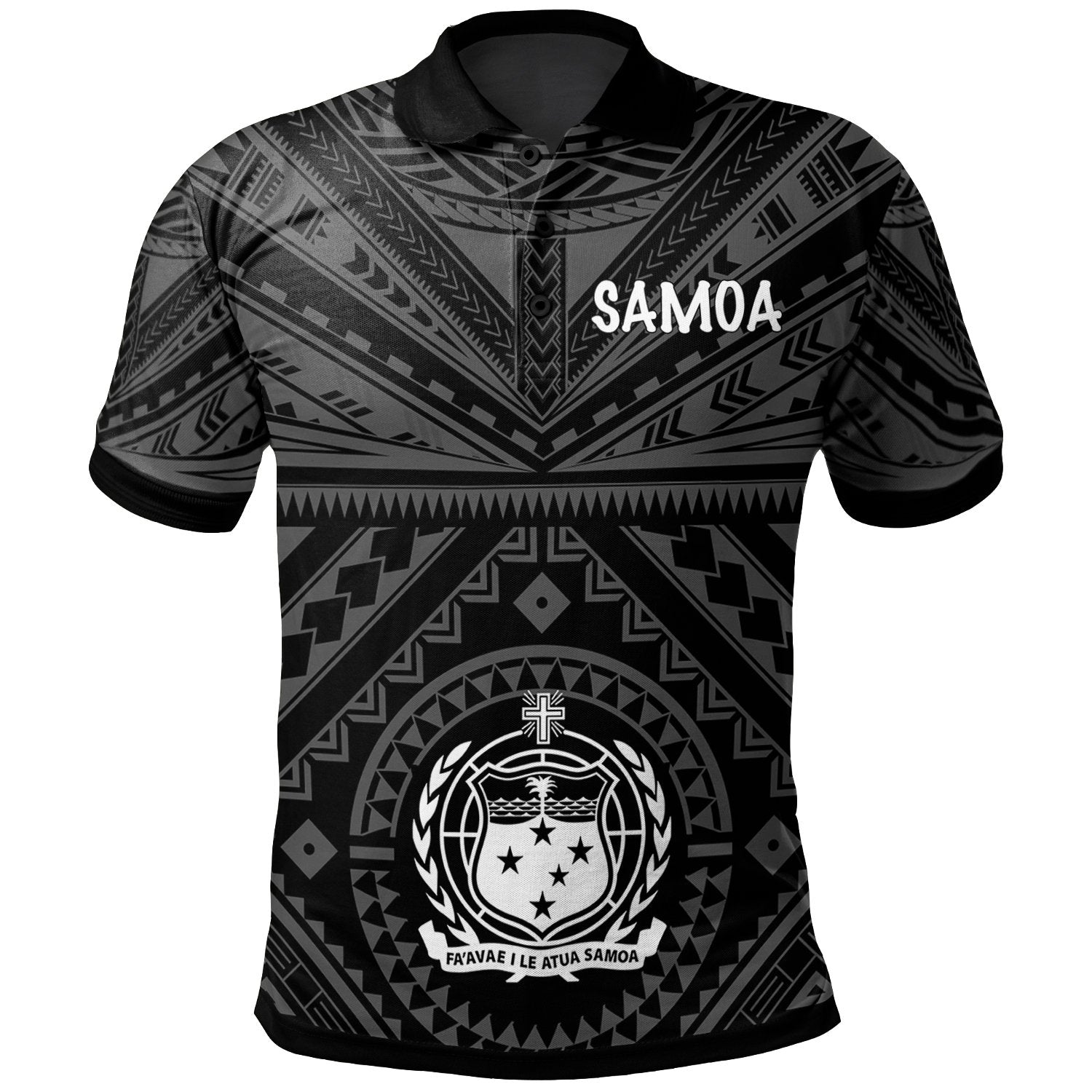 Samoa Polo Shirt - Samoan Seal in Polynesian Tattoo Style Unisex Black - Polynesian Pride