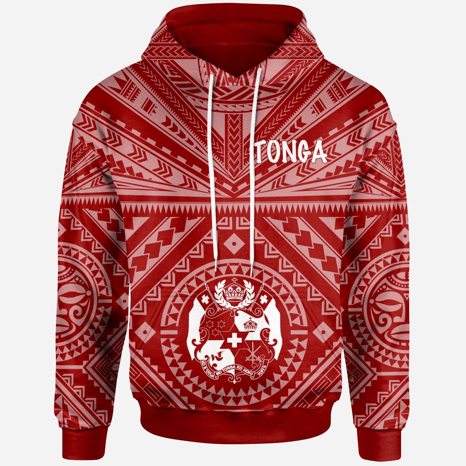 Tonga Hoodie Tonga Seal With Polynesian Tattoo Style (Red) Unisex Red - Polynesian Pride