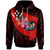 Kosrae Hoodie Polynesian Hook and Hibiscus (Red) Unisex Red - Polynesian Pride