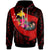 Papua New Guinea Hoodie Polynesian Hook and Hibiscus (Red) Unisex Red - Polynesian Pride