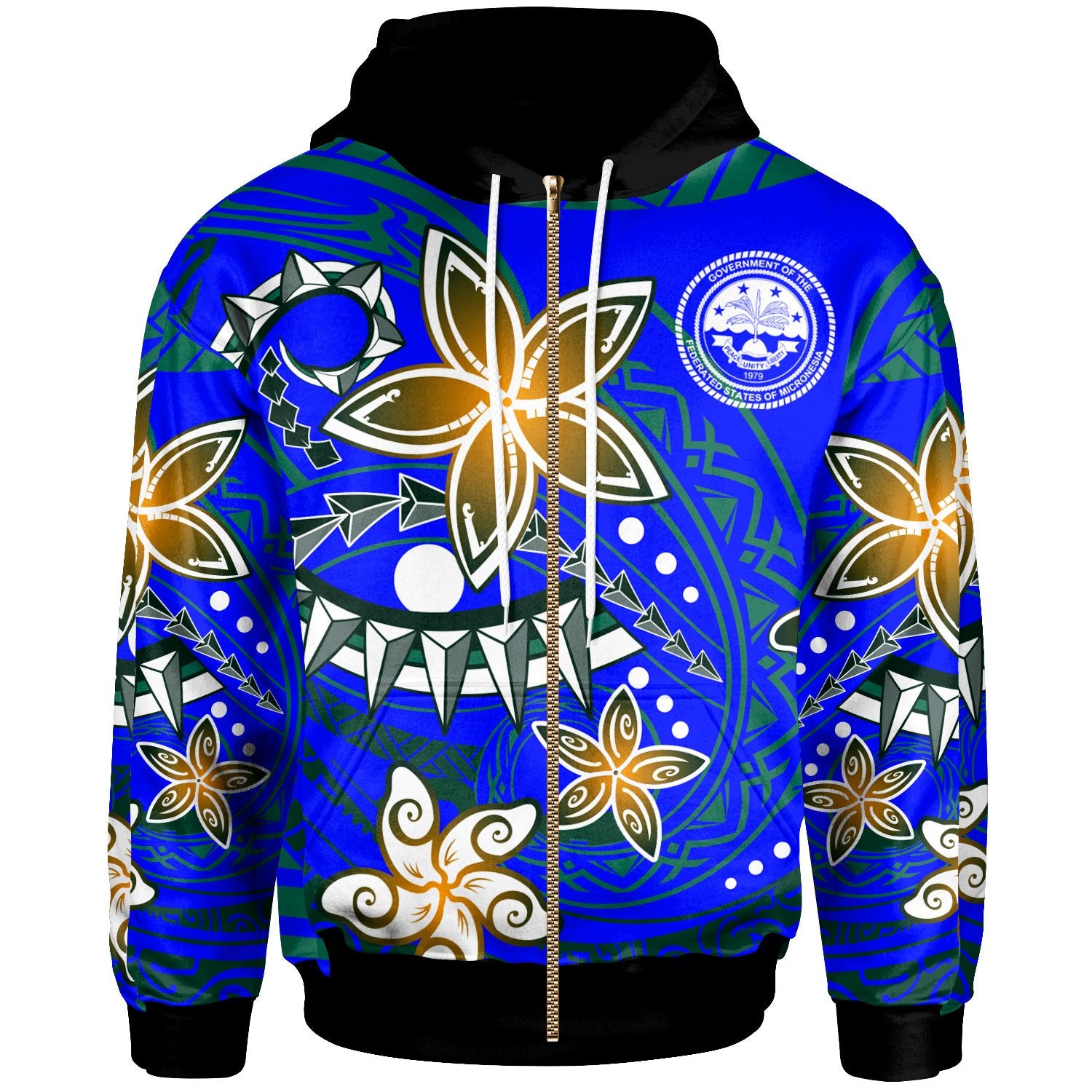 Federated of States Micronesia Zip Hoodie Spring Style Unisex Blue - Polynesian Pride