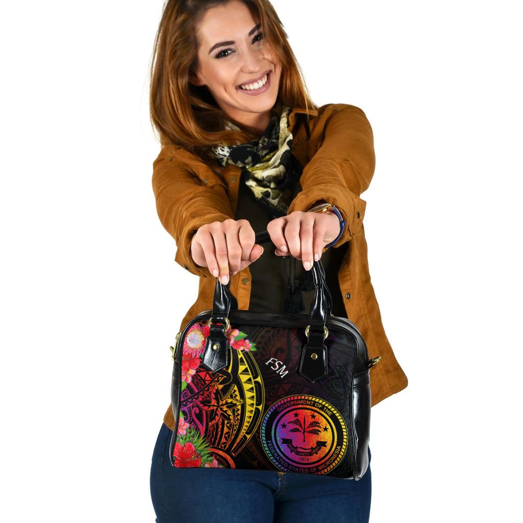 Federated States of Micronesia Shoulder Handbag - Tropical Hippie Style One Size Black - Polynesian Pride