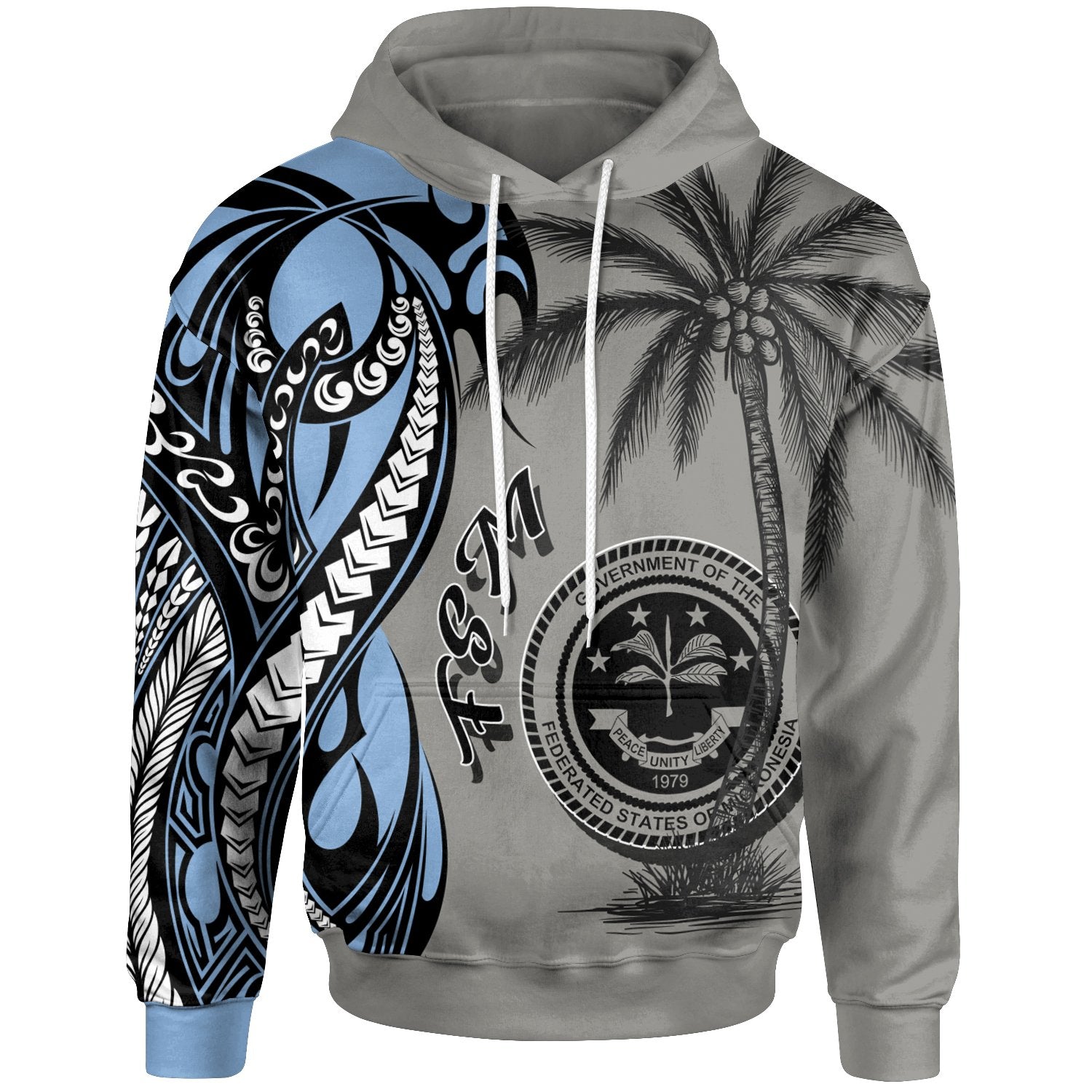 Federated States of Micronesia Hoodie Classical Coconut Tree Unisex Gray - Polynesian Pride