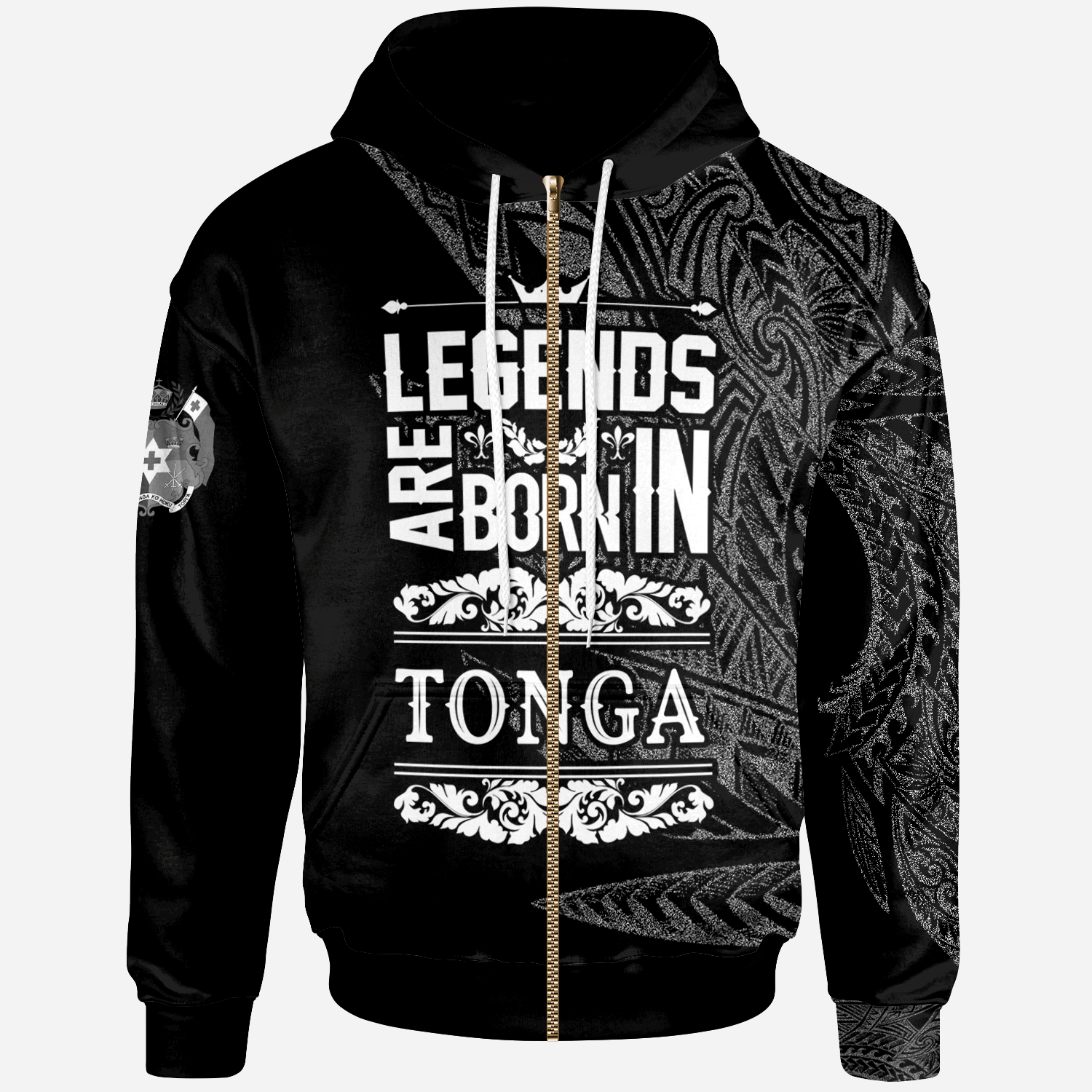 Tonga Zip Hoodie Legends Are Born In White Color Unisex White - Polynesian Pride