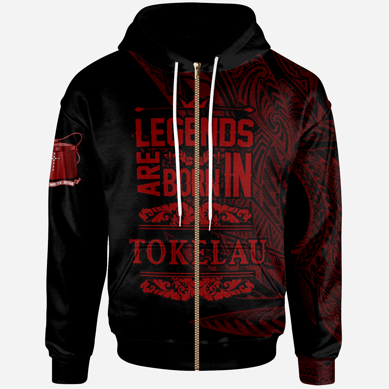 Tokelau Zip Hoodie Legends Are Born In Red Color Unisex White - Polynesian Pride