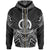 Vanuatu Zip Hoodie Vanuatu Seal Black Tribal Patterns Unisex White - Polynesian Pride