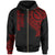 American Samoa Zip Hoodie American Samoa Tatau Red Patterns Unisex Black - Polynesian Pride