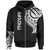 Tokelau Zip Hoodie Tokelau Tatau White Patterns Unisex Black - Polynesian Pride