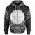 Palau Zip Hoodie Palau Seal Black Tribal Patterns Unisex White - Polynesian Pride