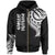 Wallis and Futuna Zip Hoodie Wallis and Futuna Tatau White Patterns Unisex Black - Polynesian Pride