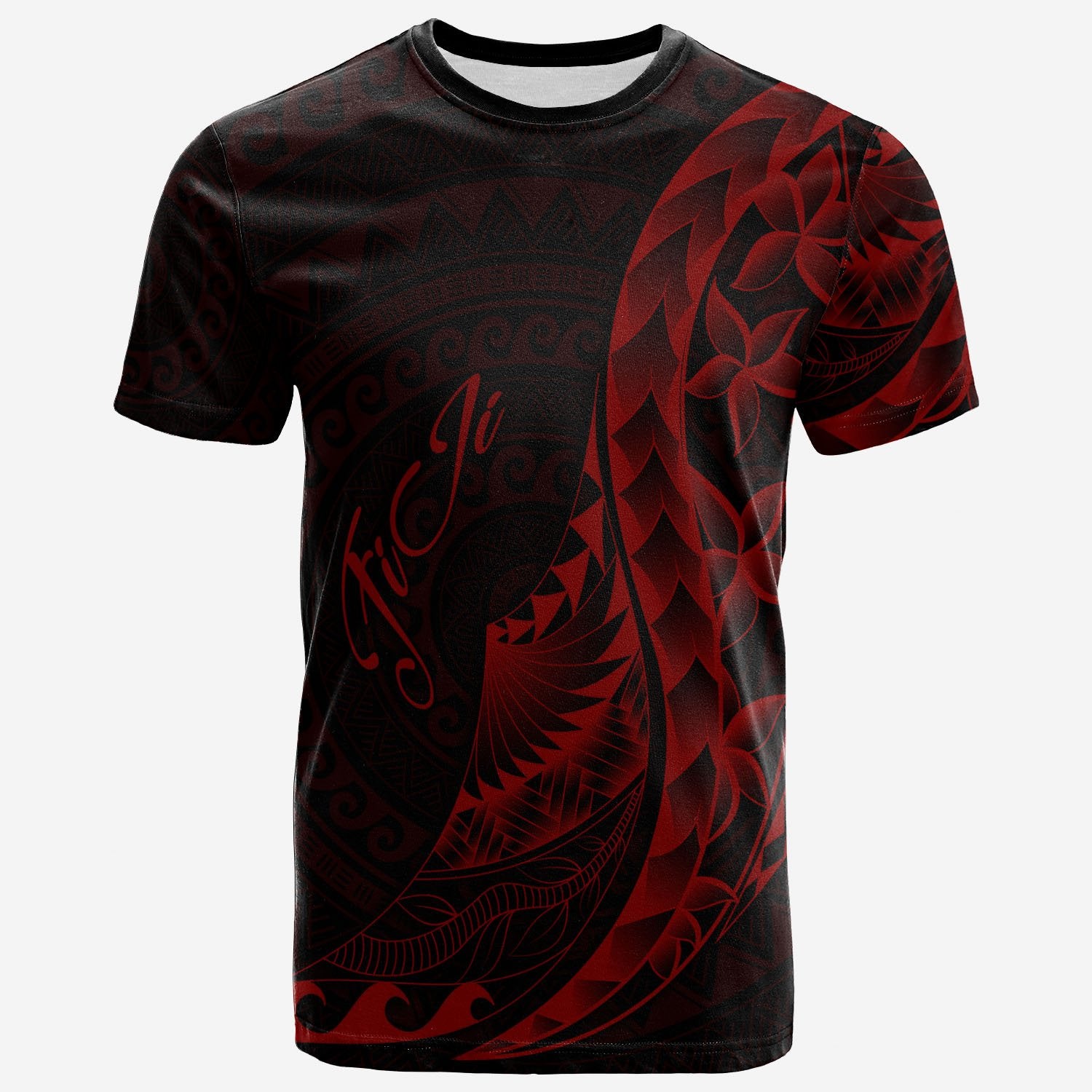 Fiji T Shirt Polynesian Pattern Style Red Color Unisex Red - Polynesian Pride