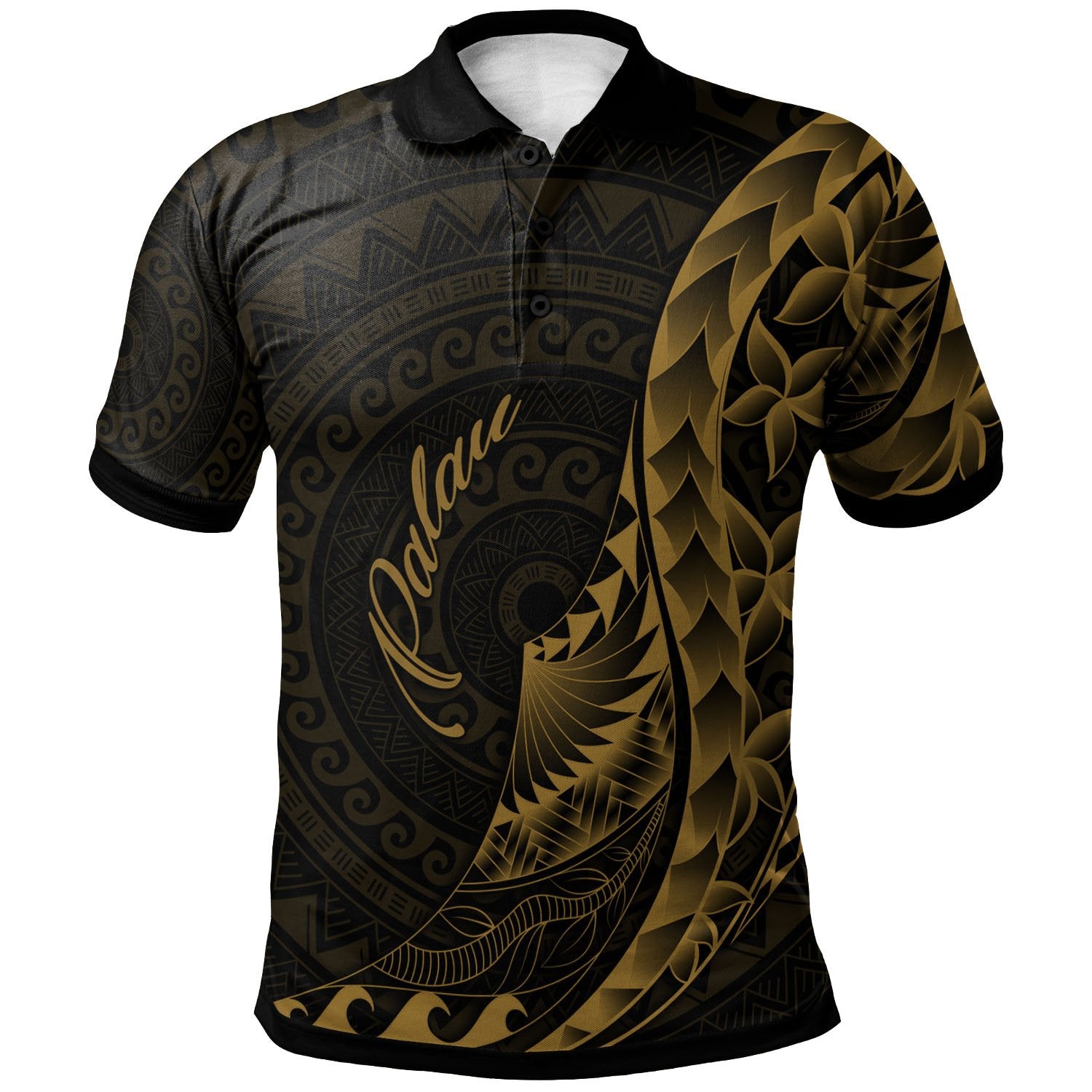 Palau Polo Shirt Polynesian Pattern Style Gold Color Unisex Gold - Polynesian Pride