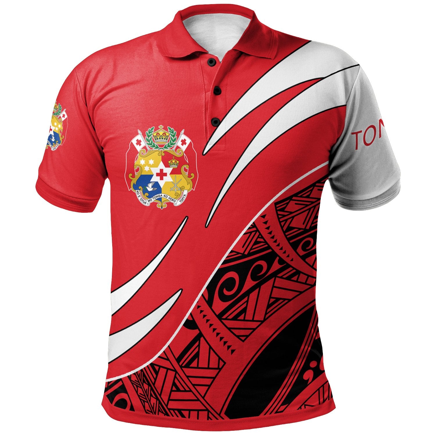 Tonga Polo Shirt Symmetrical Lines Unisex Red - Polynesian Pride