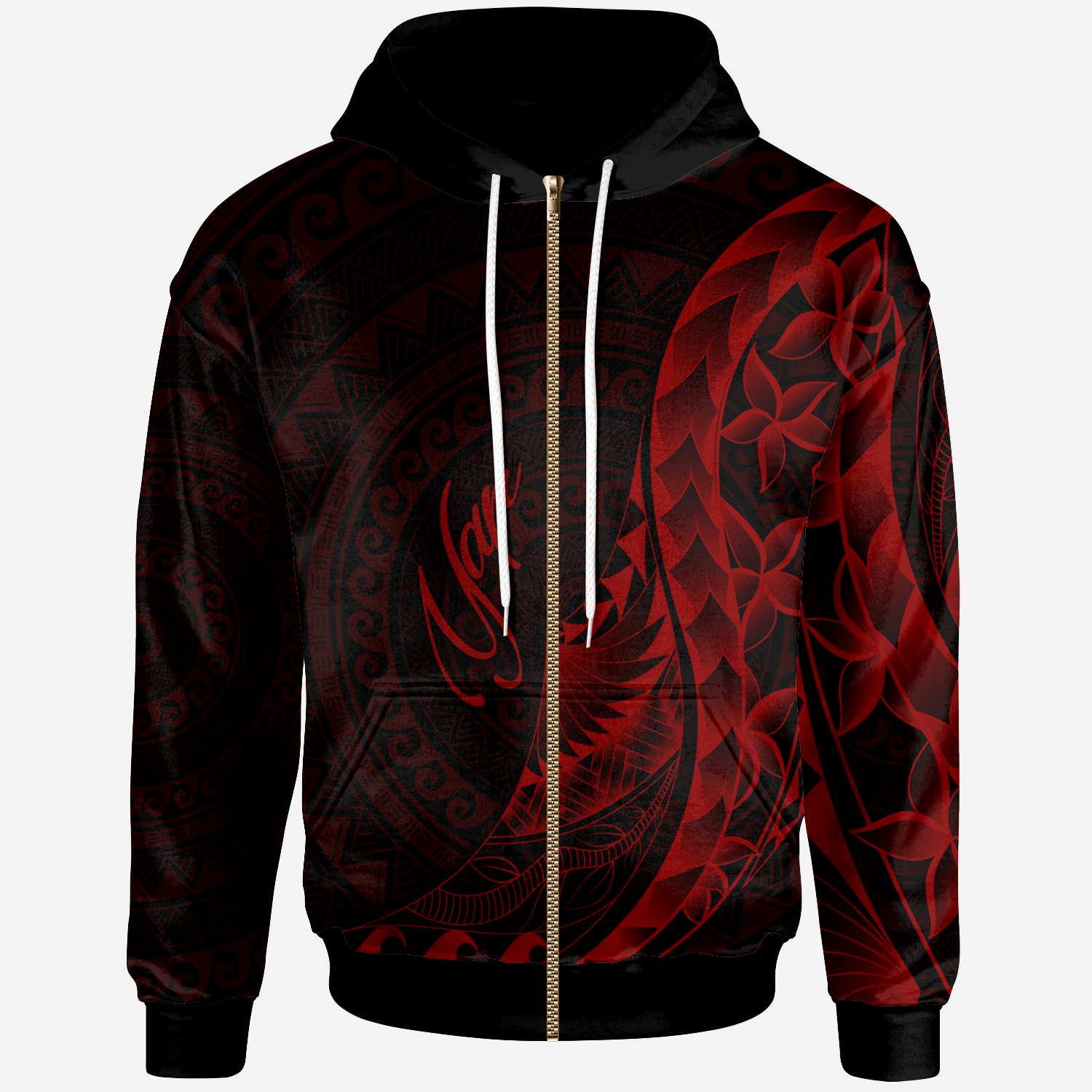 Yap Zip Hoodie Polynesian Pattern Style Red Color Unisex Red - Polynesian Pride