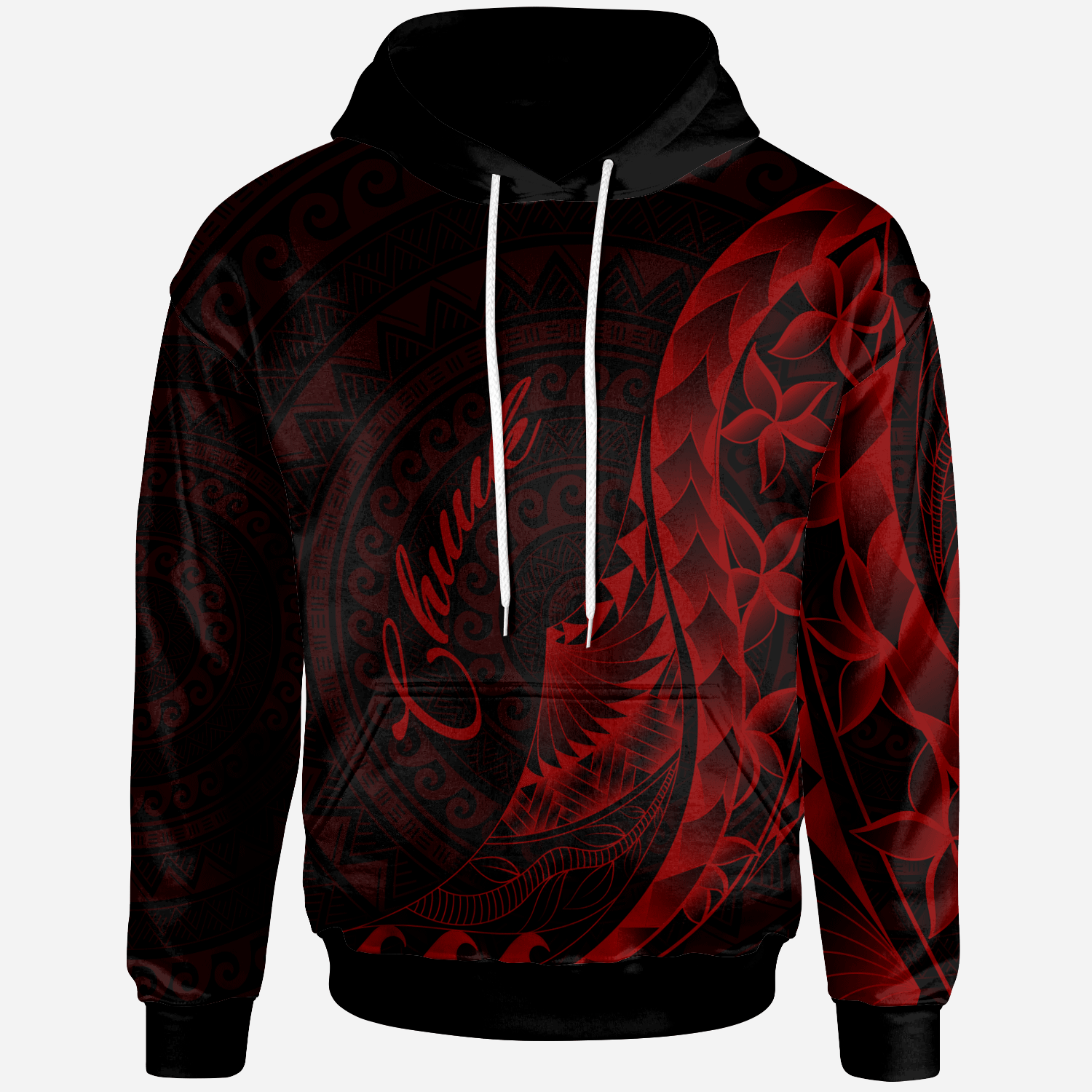 Chuuk Hoodie Polynesian Pattern Style Red Color Unisex Red - Polynesian Pride