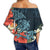 Hawaii Turtle Shark Manta Ray Hibiscus Plumeria Women's Off Shoulder Wrap Waist Top - AH - Polynesian Pride