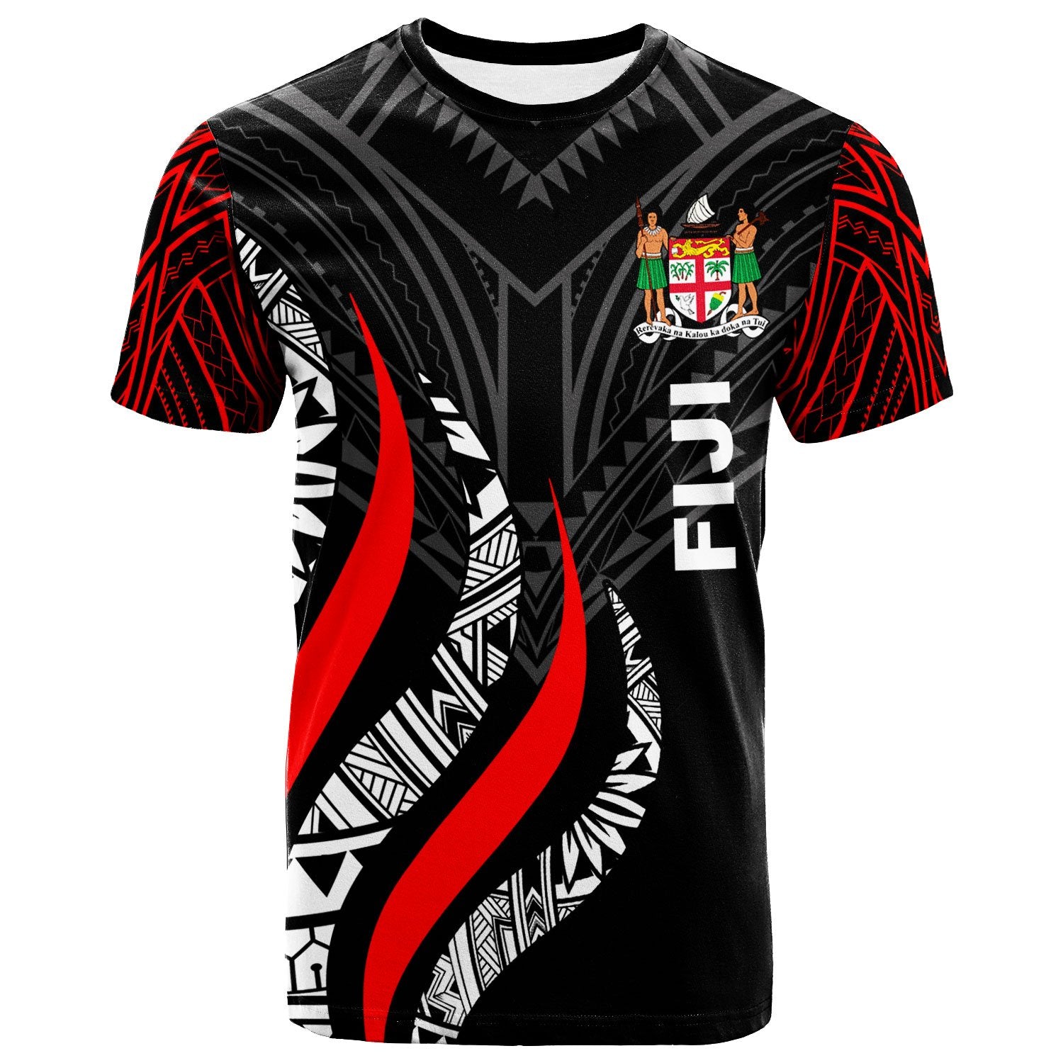 Fiji T Shirt Fijian Strong Fire Pattern Red Unisex Red - Polynesian Pride