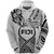 Custom Fiji Rugby Hoodie Polynesian Waves Style, Custom Text and Number Unisex White - Polynesian Pride