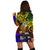 Fiji Women Hoodie Dress - Rainbow Polynesian Pattern Crest - Polynesian Pride