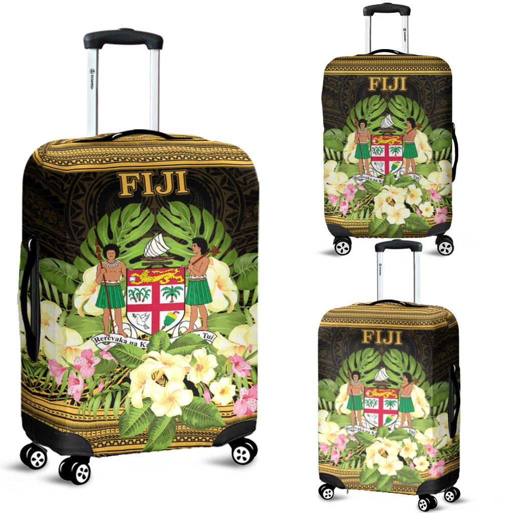 Fiji Luggage Covers - Polynesian Gold Patterns Collection Black - Polynesian Pride