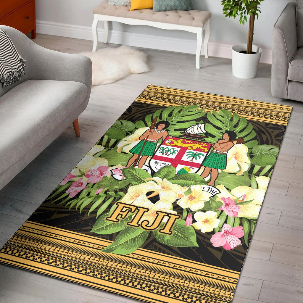 Fiji Area Rug - Polynesian Gold Patterns Collection Black - Polynesian Pride