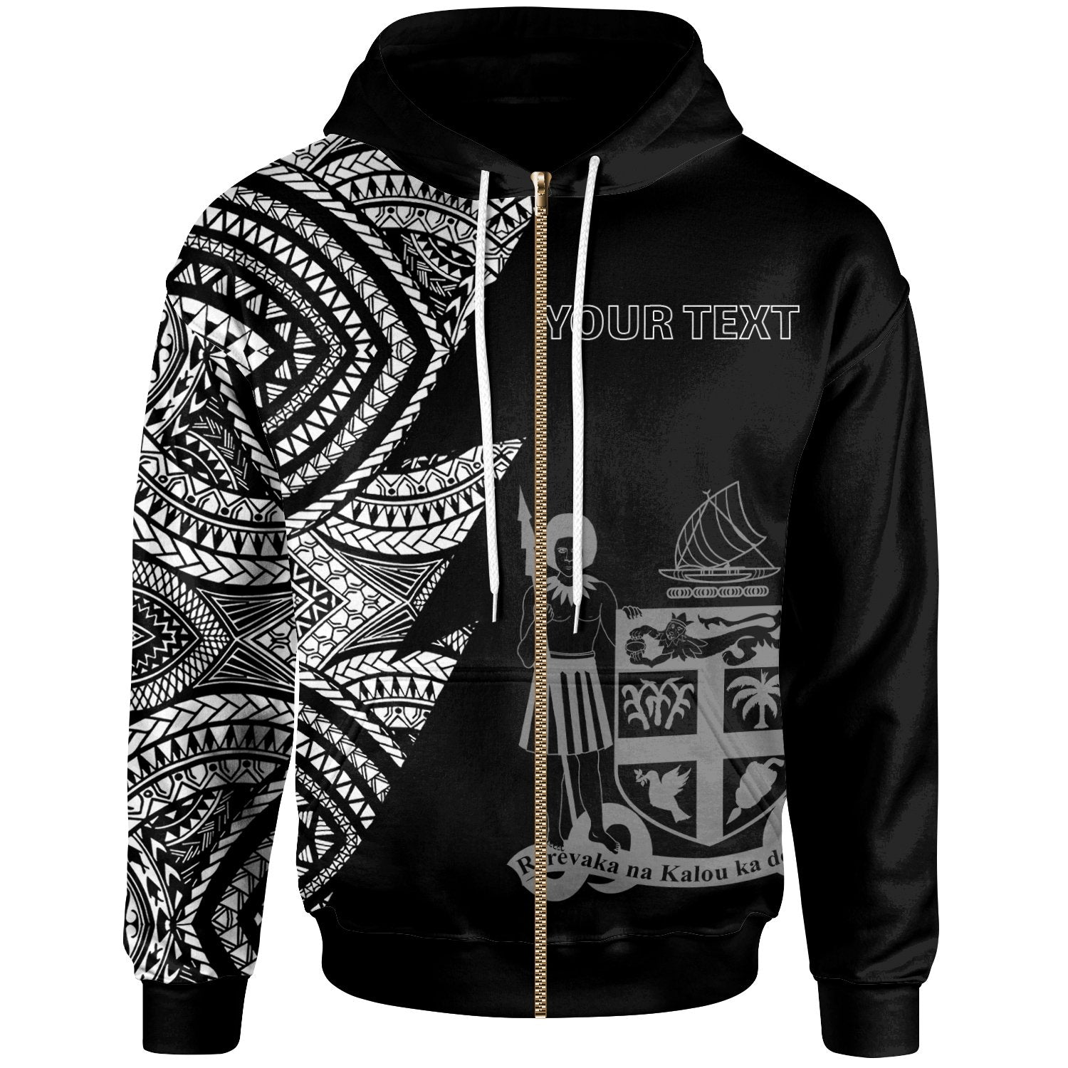 Fiji Custom Personalized Zip up Hoodie Flash Style White Unisex White - Polynesian Pride