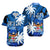 Fiji Coat Of Arms Hawaiian Shirt Masi Tapa Mixed Palm Tree No2 Blue Version LT9 Unisex Blue - Polynesian Pride