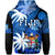 Fiji Coat of Arms Hoodie Masi Tapa Mixed Palm Tree No2 Blue Version LT9 - Polynesian Pride