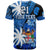 Custom Fiji Coat of Arms T Shirt Masi Tapa Mixed Palm Tree No2 Blue Version LT9 - Polynesian Pride