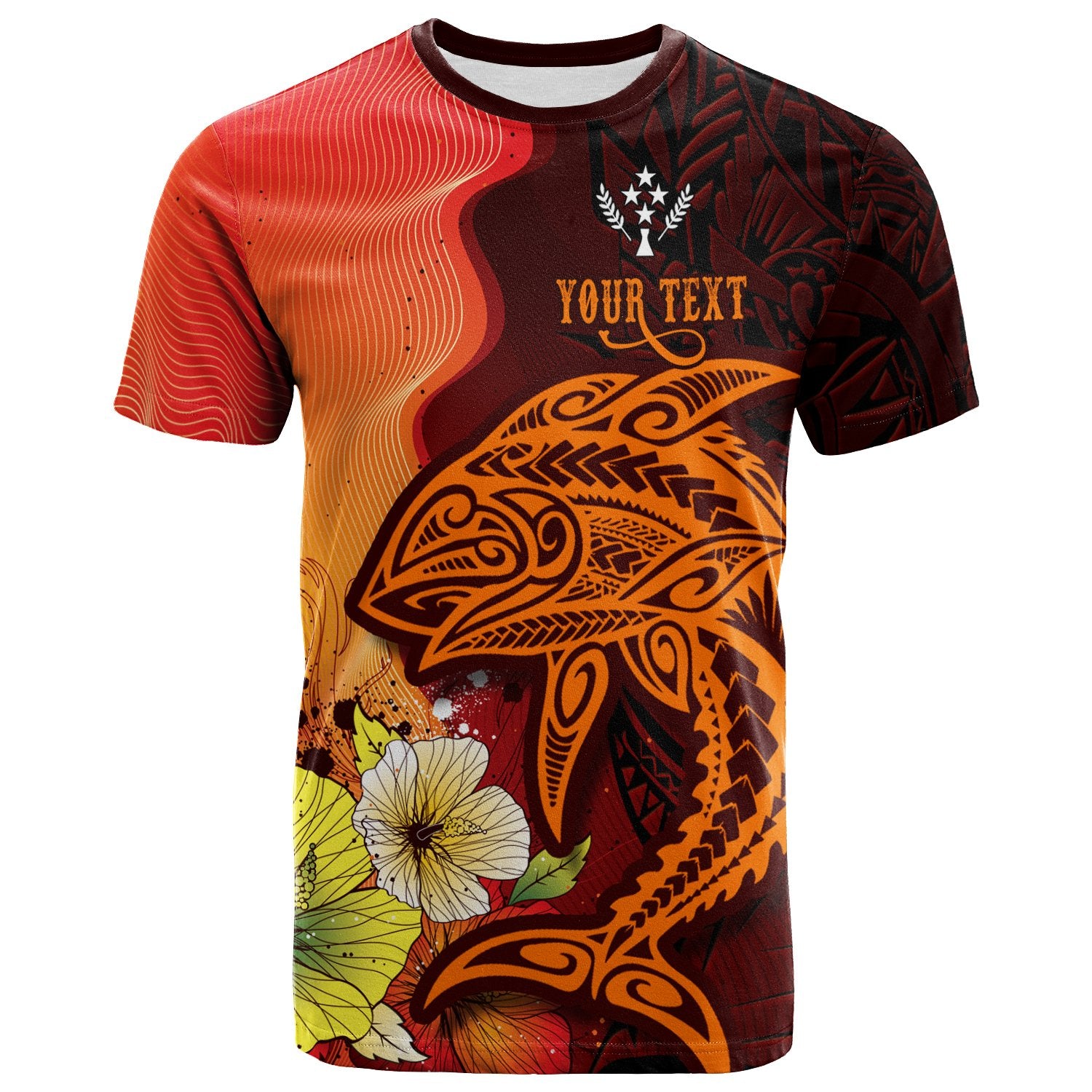 Kosrae Custom T Shirt Tribal Tuna Fish Unisex Orange - Polynesian Pride