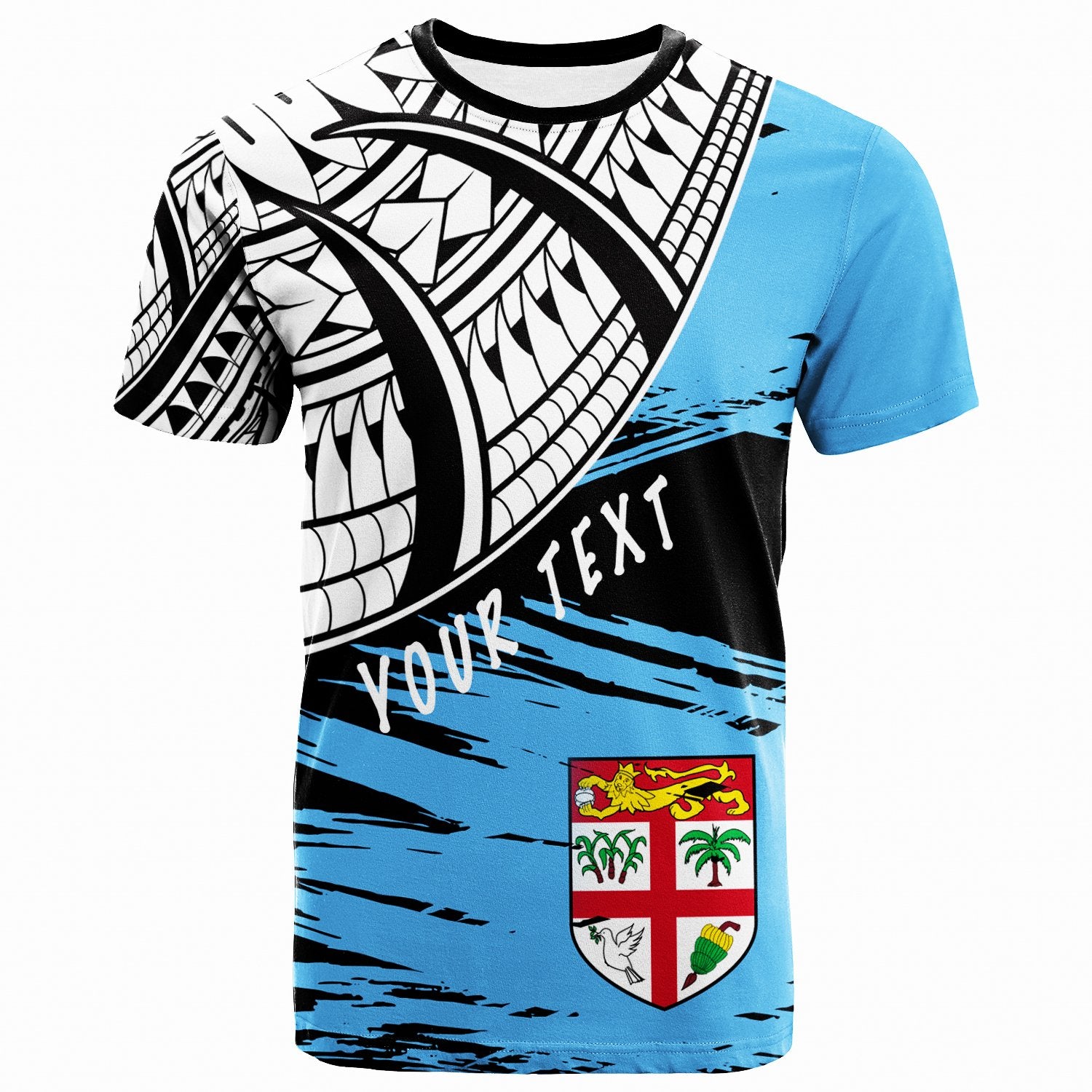 Fiji Custom T Shirt Fijian Flag Style With Claw Pattern Unisex Blue - Polynesian Pride