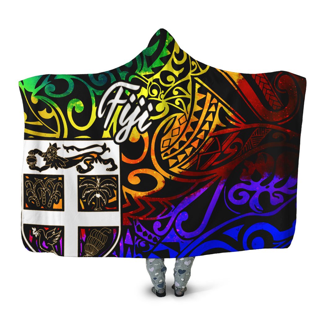 Fiji Hooded Blanket - Rainbow Polynesian Pattern Hooded Blanket Rainbow - Polynesian Pride