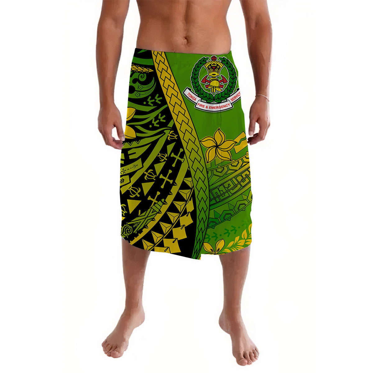 Tonga Fire And Emergency Services Lavalava Polynesian Minimalist Style LT9 Lavalava Green - Polynesian Pride