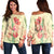 Flower Art Women's Off Shoulder Sweater - AH Black - Polynesian Pride