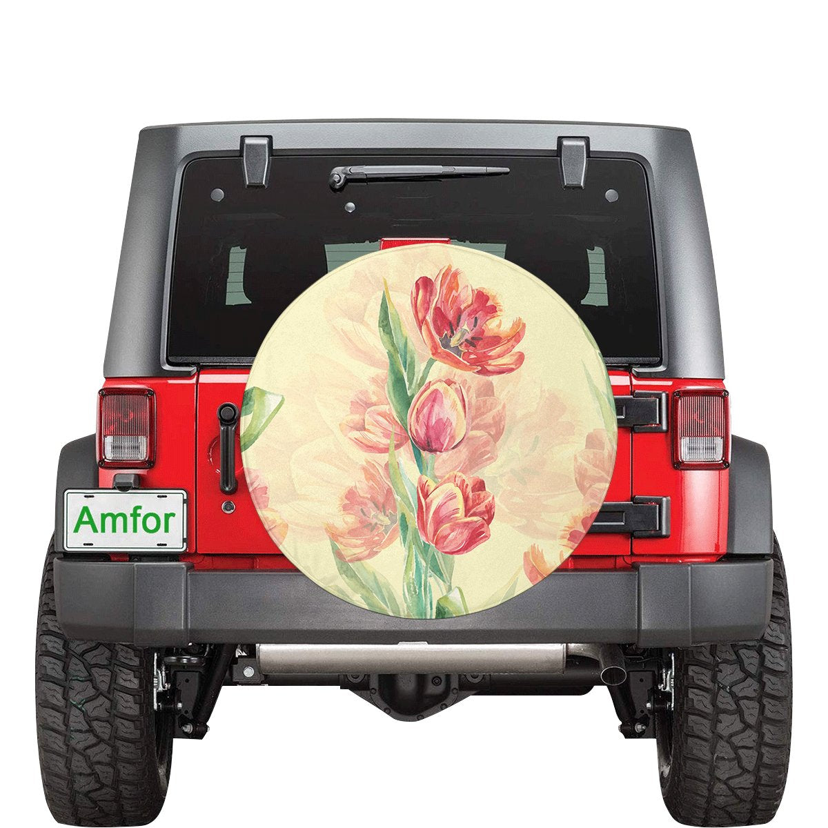 Flower Art Spare Tire Cover AH Black - Polynesian Pride