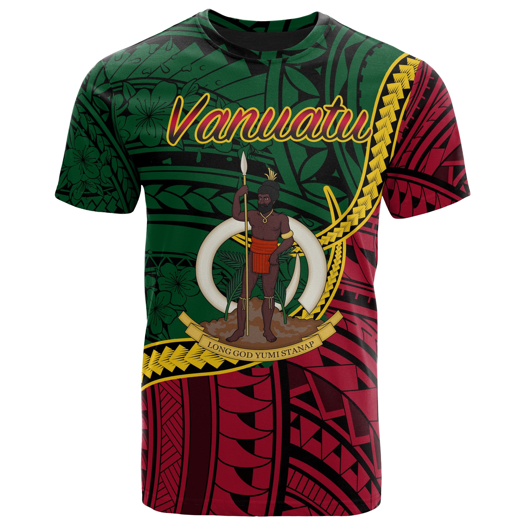 Vanuatu T Shirt Seal of Vanuatu Polynesian Patterns Unisex Green - Polynesian Pride