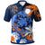 Marshall Islands Polo Shirt Coat Of Arm and Spinner Dolphin Patterns Unisex Blue - Polynesian Pride